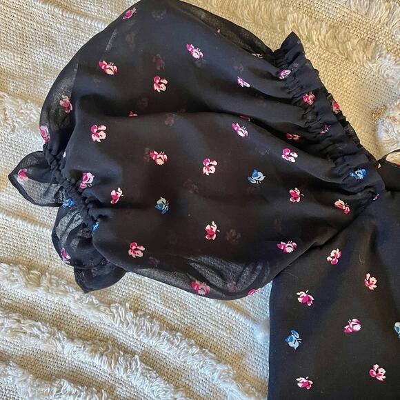 WAYF Cici Bustier Tiered Maxi Dress in Black Ditsy
size medium - Picture 9 of 16